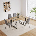 4 Modern Linen Dining Chairs – Upholstered High-Back Dining Chairs with Metal Legs