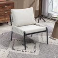 Modern Braided Accent Lounge Chair – Upholstered Reading Chair with Metal Frame