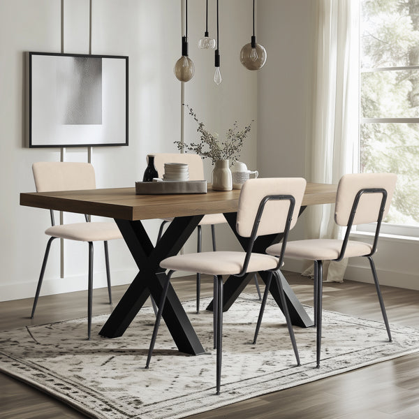 4 Modern Padded Dining Chairs – Upholstered Kitchen & Dining Room Chairs with Metal Legs