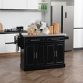 Kitchen Island Cart with Stainless Steel Top – Rolling Storage Cabinet with Drawers, Adjustable Shelves, Spice Rack, Towel Bar, Charcoal Black