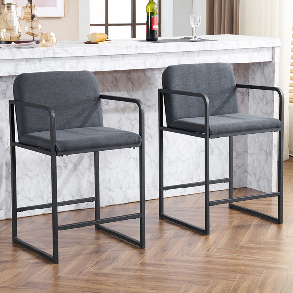 Modern Counter Height Bar Stools with Arms – Upholstered Kitchen Island Stool