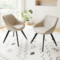2 Mid-Century Modern PU Leather Dining Chairs – Upholstered Kitchen & Dining Room Restaurant Cafe Accent Chairs