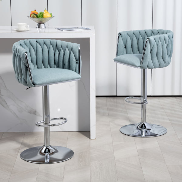Velvet Swivel Adjustable Restaurant Cafe Bar Stool – Modern Upholstered Counter Height Chair with Chrome Base