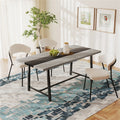 Industrial Dining Table for 6-8 People, Large Rectangular Kitchen & Dining Room Table with Thick MDF Wood Top, Steel Frame, Adjustable Feet, Distressed Gray & Black